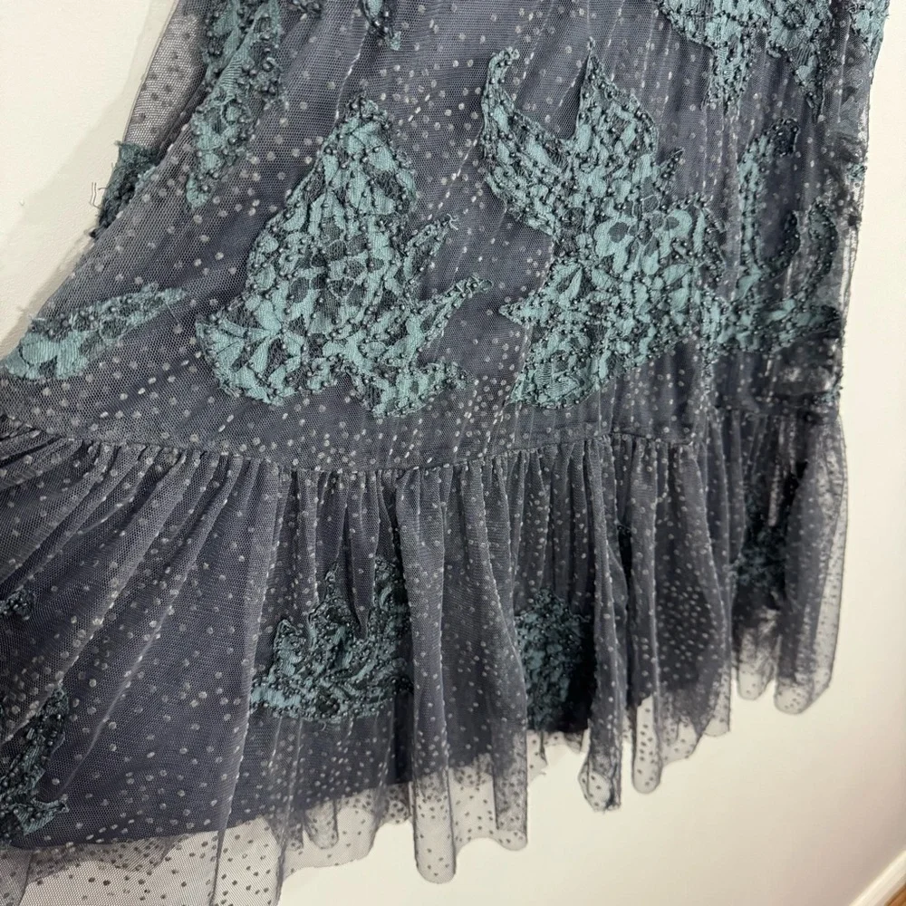 Anthropologie Beaded Neomia Top XS Navy Blue Boho Tunic Tank Whimsical Goth VGUC - Picture 6 of 12